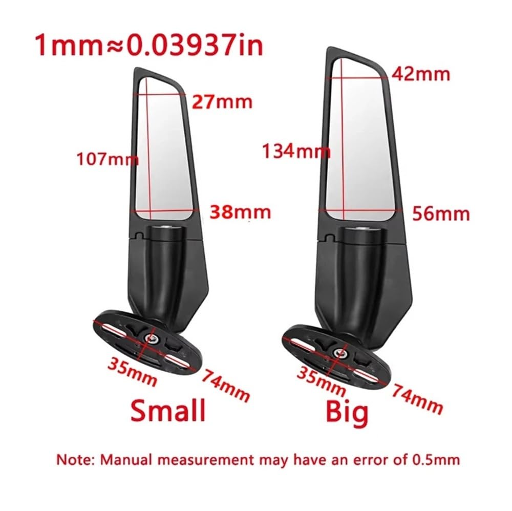 motos Miroir vélo Rétroviseur Moto Modifié Et Rotatif Pour CBR650 (2014), CBR1000RR, CBR600RR, CBR 250R, 300R, 400RR, 500R(Large Sight Glass)