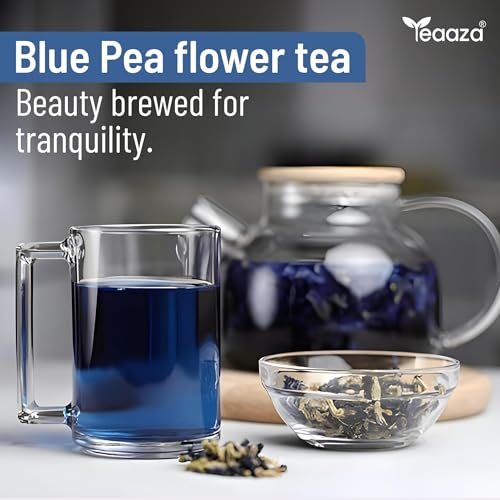 Image of TEAAZA Blue butterfly Pea Flower tea For Weight loss,belly fat,skin & acne|Caffeine Free Herbal Tea|100% Organic Blue Pea Tea|Plant Based|ANTIOXIDANT RICH|10 Grams|20 Cups|Non - GmO - Vegan
