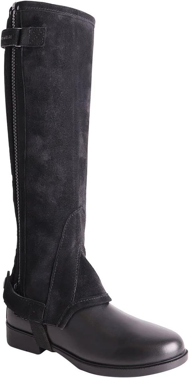 AK Jupiter Real Suede Leather Horse Riding Half Chaps Durable Equestrian Half Chaps for Men & Women, Comfortable Fit, Zip Closure, Non-Slip Grip AKRS-2154