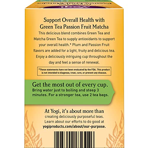 Yogi Tea - Green Tea Passion Fruit Matcha Tea (6 Pack) - Supplies Antioxidants - Supports Overall Health With Licorice Root And Ginger Root - Contains Caffeine - 96 Organic Tea Bags #TOP1