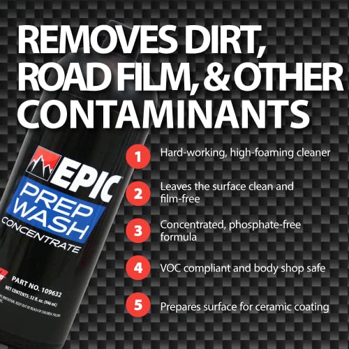 Malco Epic™ Ceramic Prep Wash Concentrate – Prepare Your Car For Ceramic Coating/Powerful Detergent For Removal Of Dirt, Road Film, Brake Dust And Other Soils / 32Oz (109632) #TOP3