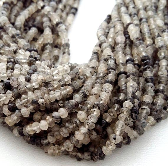 Quartz rutilé noir perles de 2,5-3 mm idéales pour créer un bracelet minimaliste quotidien