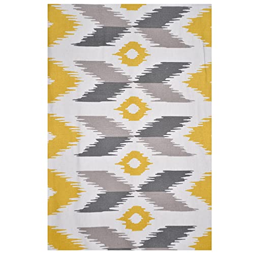 Image of Blanc 9 Jalsa 100% Home & Kitchen Pure Cotton Yellow 4 /6 Seater Table Runner|(33x182) cm