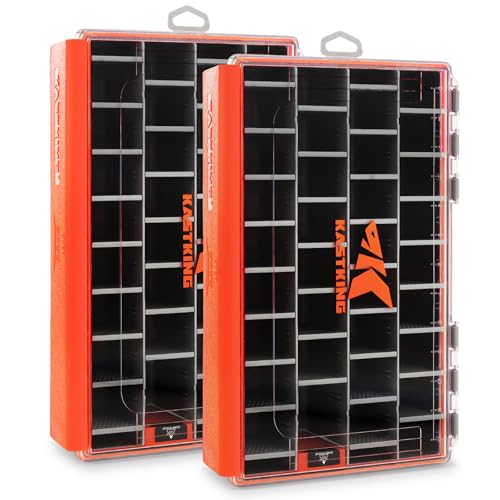 Image of KastKing HyperSeal Waterproof Tackle Box, 3700 Deep Tackle Trays, Fishing Tackle Box Organizer With Removable Dividers, Fishing Gear & Fishing Accessories Storage, 2 Packs