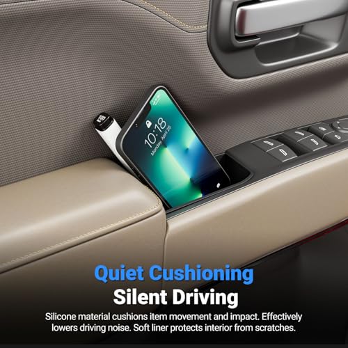 Image of 4PCS Door Side Storage Box Compatible with 2022-2026 Chevy Silverado GMC Sierra Door Handle Phone Pocket Tray Insert Organizer Crew Cab Replacement for 2022-2026 Chevy Silverado Accessories