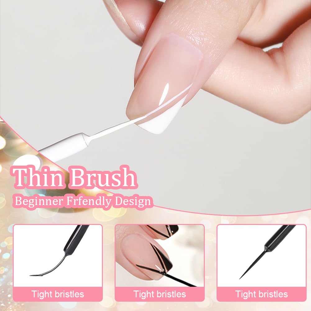 LOPHE Zestaw lakierów do paznokci, 4 x 8 ml, wzór do francuskiego manicure, profesjonalny lakier do paznokci, żelowy lakier do paznokci, półtrwały lakier żelowy (4 kolory)