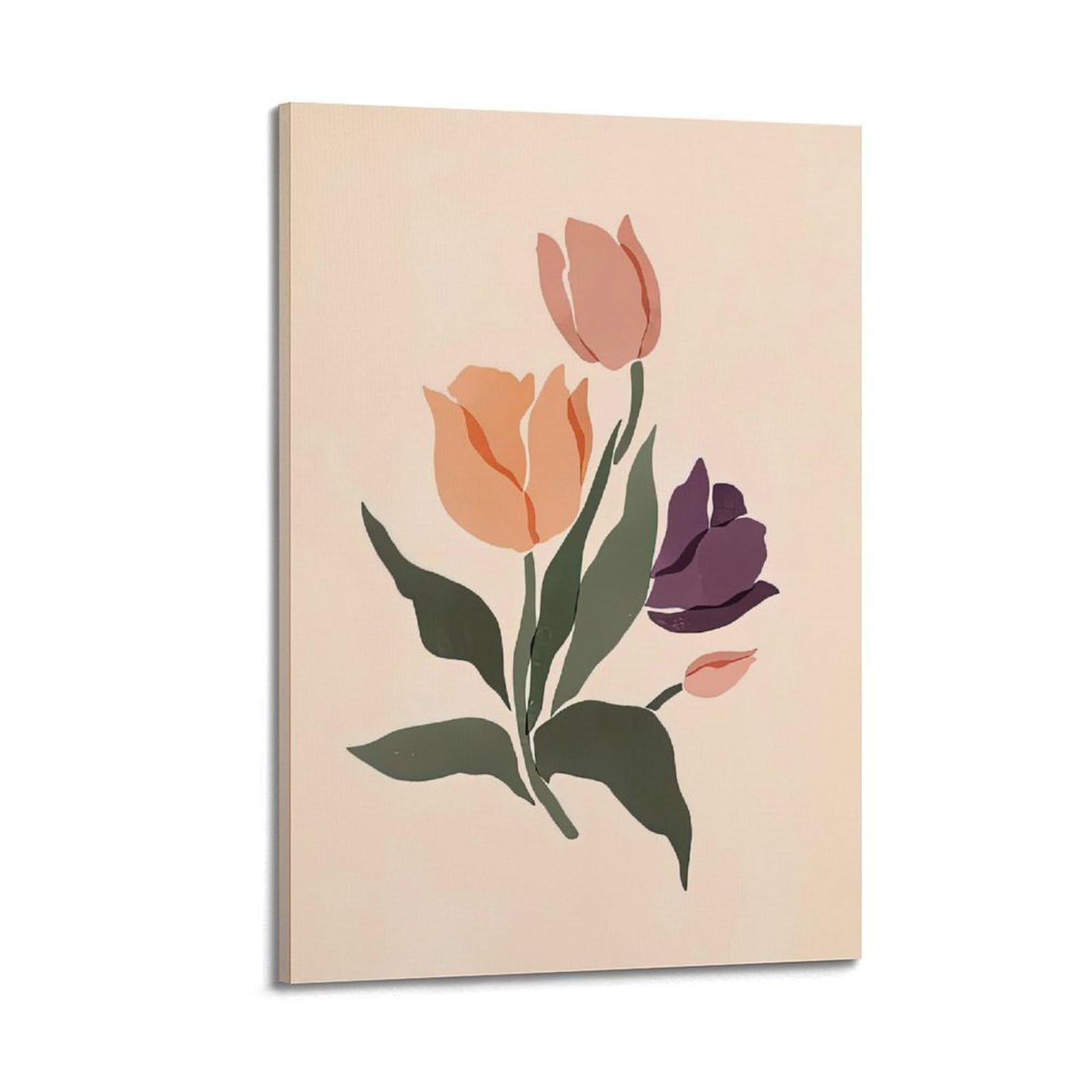 DLJGDS Plant Poster Illustration Tulip Decorative Painting Canvas Wall Posters And Modern Family Bedroom Decor 20x30inch(50x75cm)