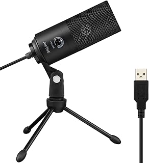 FIFINE USB Microphone, Metal Condenser Recording Microphone for MAC OS, Windows, Cardioid Laptop Mic for Recording Vocals,