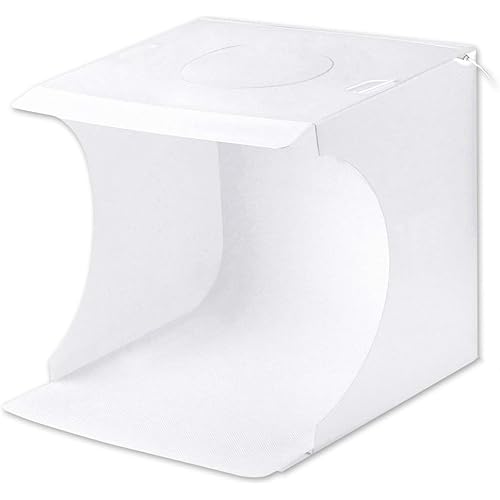 PULUZ 20cm Ring Light Photo Studio Light Box, Adjustable Portable Photography Shooting Light Tent Kit with White/Warm/Soft Lighting + 6 Backdrops for Jewellery and Small Items