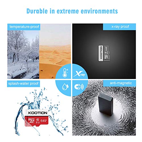 KOOTION Micro SD Karte 64GB Class10 Speicherkarte, Bis zu 80 MB/s Lesegeschwindigkeit, Mini SD Karte MicroSDXC Card Memory Karte A1 U1 UHS-I MicroSD Karte für Kameras Handy Tablets Android – Bild 7