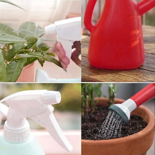 Image of Go Hooked 2in1 Plant Watering Can with Spray Bottle & Shower Head 1 Litre | Multi-Purpose Garden Water Sprayer for Indoor Plants, Balcony Garden & Nursery | Plastic Watering Pot with Handle (Red)
