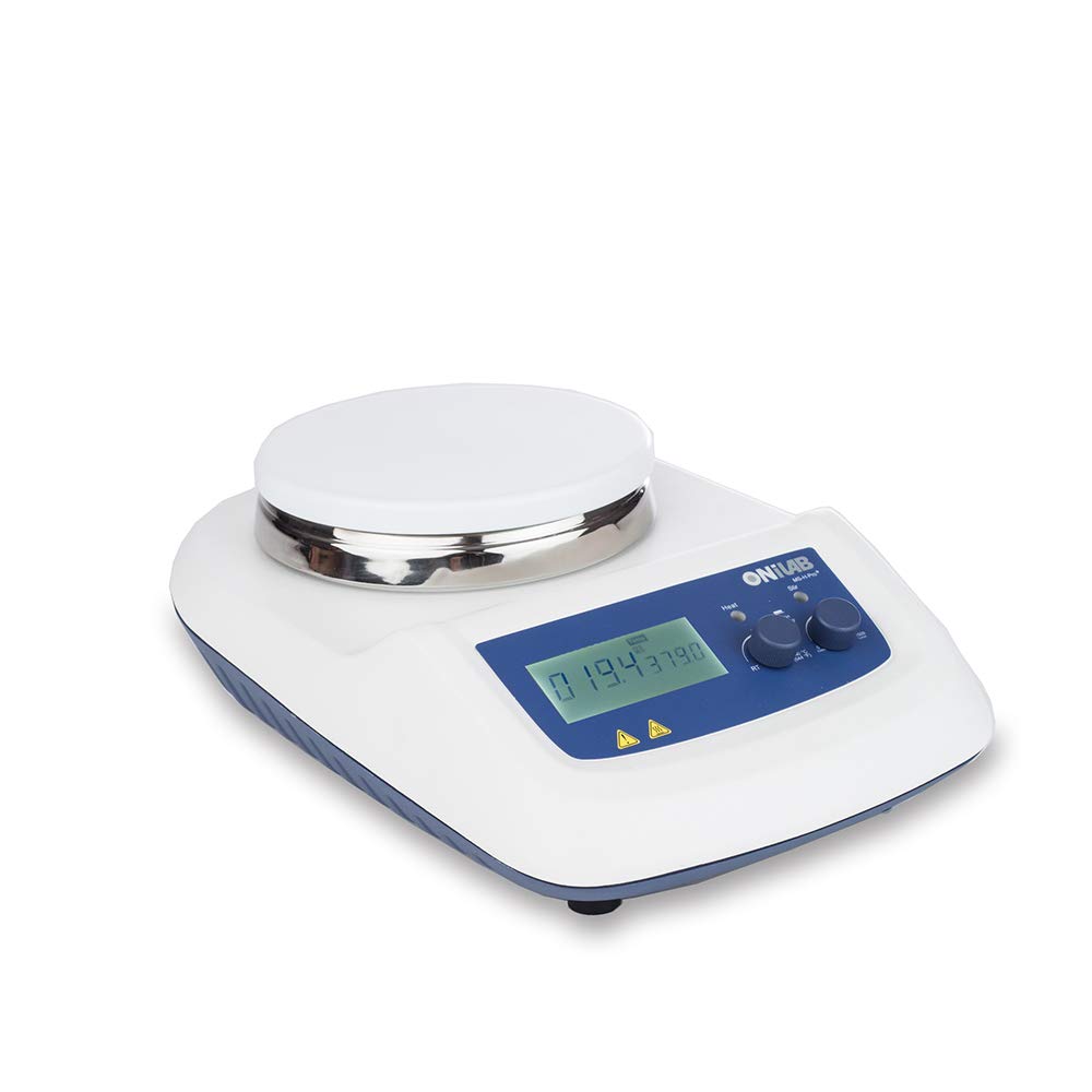 ONiLAB 5 inch LCD Digital Hotplate Magnetic Stirrer Hot Plate with Ceramic Coated Lab Hotplate 340℃ Stir Plate, Magnetic Mixer 20L Stirring Capacity 100-1500rpm, Stirring Bar Included, White/Dark Blue: Industrial & Scientific