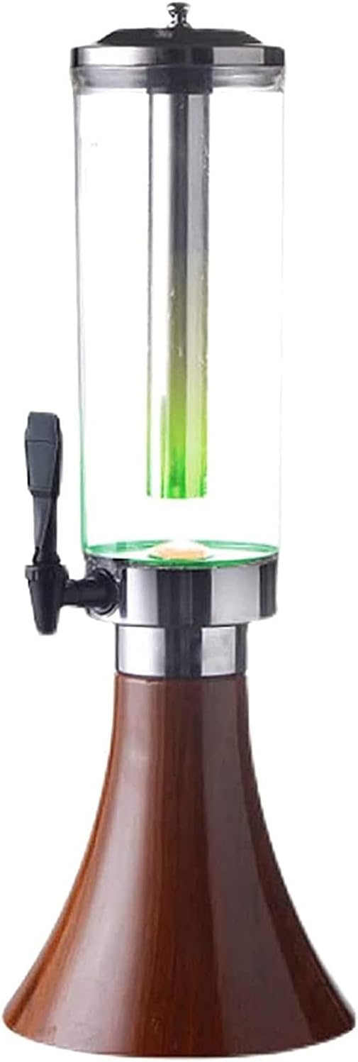 Drink Dispenser Beer Dispenser, Beer Keg Beer Tower Dispenser, 3L Cold Draft Beer Dispenser with Removable Stainless Steel Ice Tube (B)