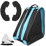 HDFCLUP 2 Pcs Skating Bag Set Ice Skate Blade Covers Ice Skating Guards and Roller Skates Bag Roller Skate Accessories Roller Skate Bag for Kids Men Women Adults (Blue/L)