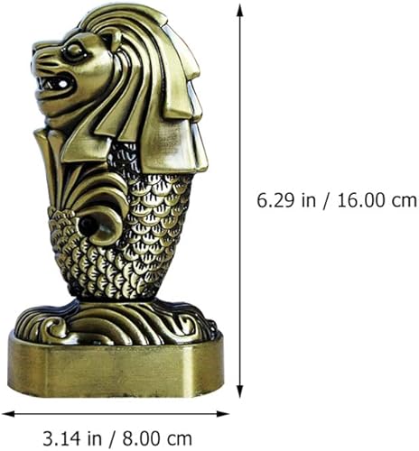 Miniatura 7 de VICASKY Adorno de Merlion de metal Artware de escritorio, ornamento para el hogar, estatua de Merlion Merlion Artware, decoración decorativa