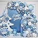 147pcs Snowflake Balloon Arch Kit Ice Snow Blue White Snow Confetti Balloons for Winter Wonderland Theme Party Baby Shower Party Birthday Party Decoration
