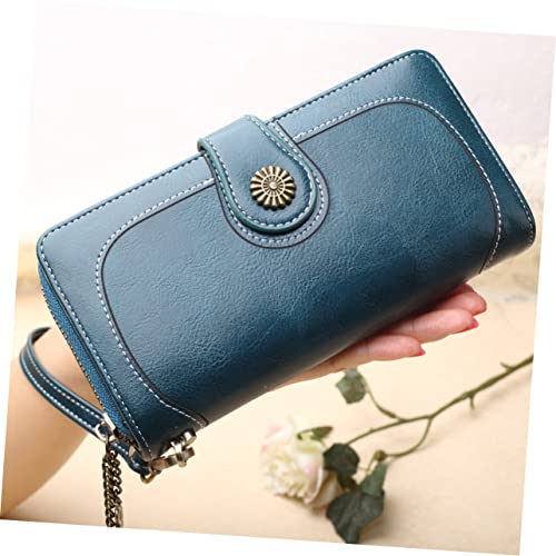 Long Women's Waxed Leather Purse Zipper and Wallet Multi-function Shoulder Bag for4
