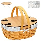 Picnic Basket for 4 with Table - Wicker Picnic Basket with Cutlery Service Kit | Willow Picnic Set f