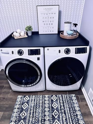 Washer And Dryer Countertop, Table Top for Washer and Dryer Melamine Laundry Countertop With Edge Rails 27.5" Depth x 54" Width Black Washer Dryer Work Surface Washer Dryer Top Three Year Warranty