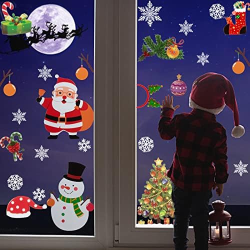 152PCS (9 Sheets) White Snowflakes Window Clings Decal Stickers Christmas Winter Wonderland Decorations Ornaments