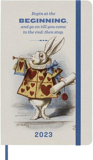 Moleskine Weekly Planner 2023, 12-Month Diary, Limited Edition Alice In Wonderland, Weekly Planner with Hard Cover and Elastic Closure, Large Size 21 x 13.5 Cm
