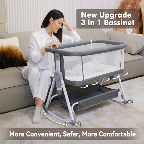 Hkleae Baby in 1 Baby Bedside Sleeper with Musical