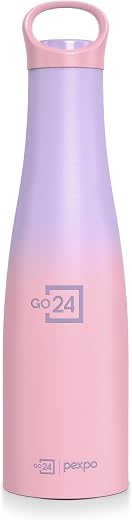Go24 pexpo Morocco Pro 700 ISI Certified Stainless Steel Insulated Flask - 600ml | Double Wall Water Bottle for Girls | Ho...
