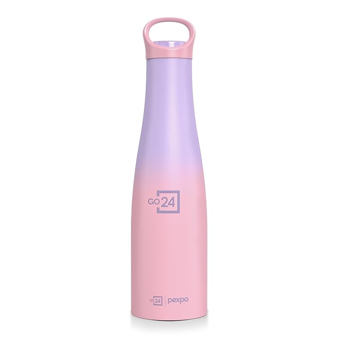 Morocco Pro 700 ISI Certified Stainless Steel Insulated Flask - 600ml Double Wall Water Bottle for Girls Hot & Cold Ideal for School, Travel, Gym, Office - Pink - Purple Ombre