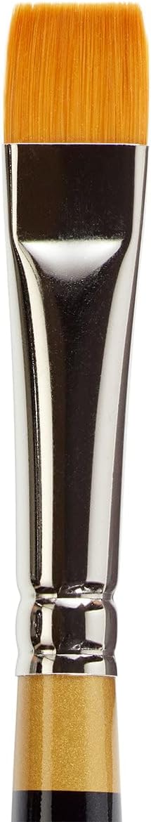 KINGART Premium Original Gold 9450-12 Chisel Blender Bright Series Artist Brush, Golden Taklon Synthetic Hair, Short Handle, for Acrylic, Watercolor, Oil and Gouache Painting, Size 12