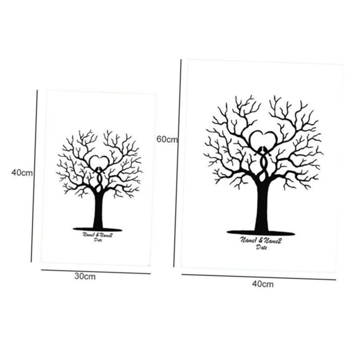 jojofuny 3 Stücke 40 Einzigartige Fingerabdruck Baum Gästebuch 60cm Benutzerdefinierte Hochzeit Gast Zeichen-in Für Party Geburtstag Jahrestag
