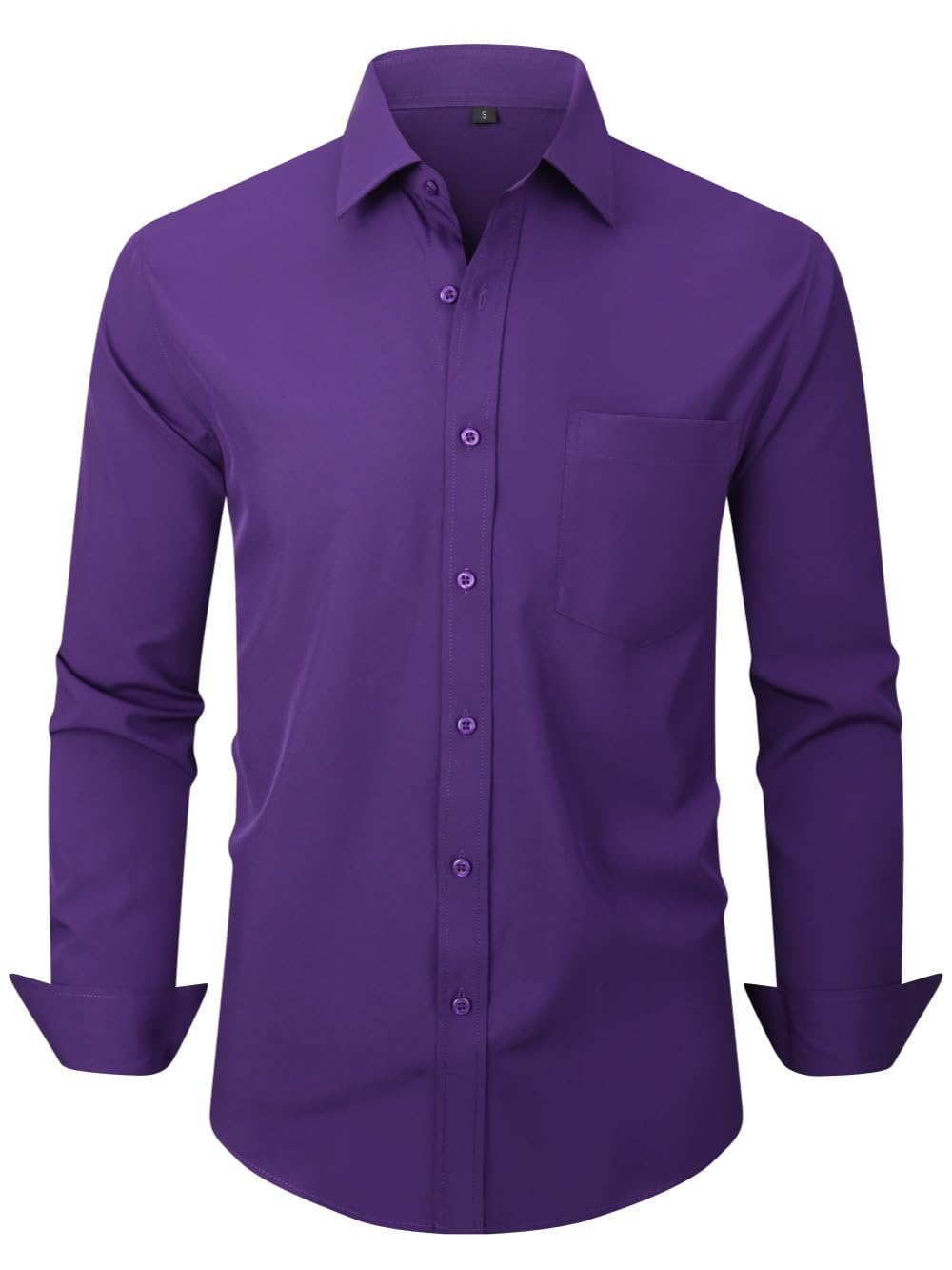 Mens Dress Shirts Long Sleeve Button Down Shirt Business Formal Stretch Shirt Regular Fit with Pockets