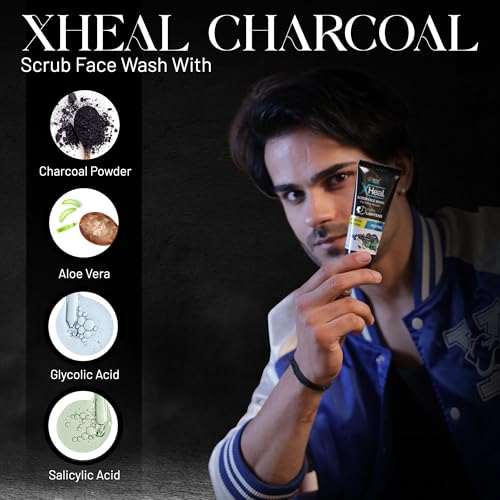 Image of Healing Pharma - XHeal Activated Charcoal Face Wash for Oily, Dry and Acne Prone Skin | Scrub Face Wash for Men & Women - 60g