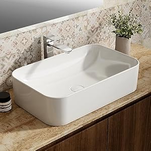 Emke CB09611WH-FRVC Keramik Aufsatzwaschbecken 61x38x15 cm