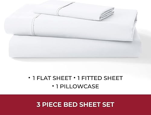 Miniatura 2 de Mellanni - Juego de sábanas de 3 piezas de 100% algodón orgánico de fibra larga de 400 hilos, adecuado para colchones de hasta 16pulgadas de