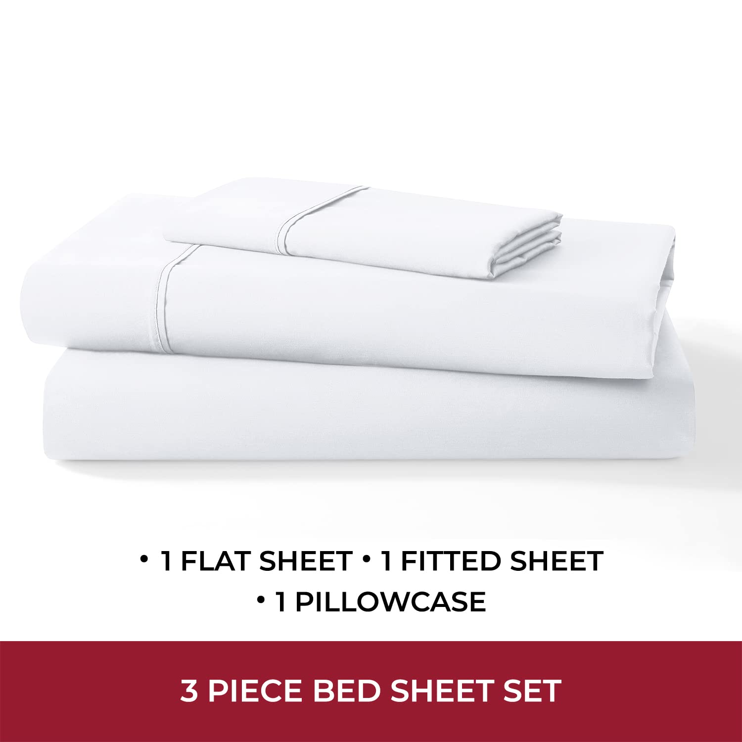 Mellanni 400 Thread Count Cotton Sateen Bedding Set - 3 Piece White Bed Sheets Set - Fits Mattresses up to 16