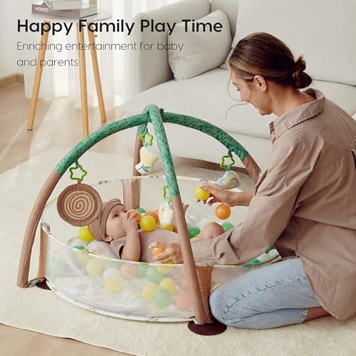 Lupantte 4-in-1 Baby Play Gym, Activity Gym Ball Pit with Detachable Anti-Slip Thickening Tummy Time Mat with Sensory Toys for Newborn Infant Toddler to Develop Motor&Cognition,Include 40 Balls - Thumbnail 7