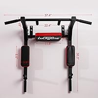 Vista 6 de Barra de dominadas multifuncional para montar en la pared, barra de acero resistente para ejercicios de flexiones, estación de inmersión