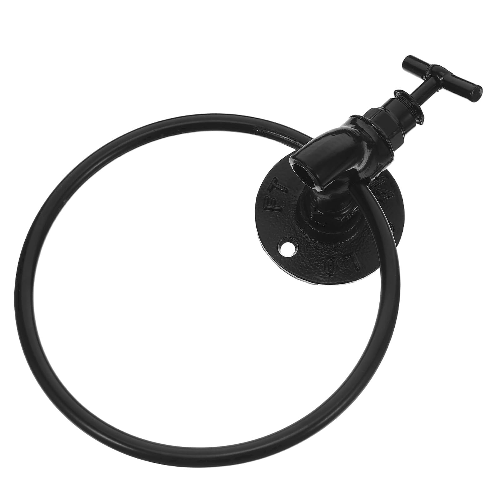 Anello Portasciugamani Rotondo in Ferro Nero da Parete | Stile Vintage Rustico Elegante, Montaggio Verticale o Orizzontale, per Cucina e Casa