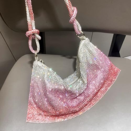 Image of Rhinestone Purse for Women Evening Clutch Hobo Sparkly Silver Handbags Glitter Bag for Wedding Prom and Party