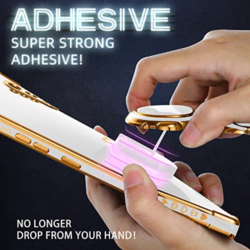 Lotadilo For Samsung Galaxy S10 Case, Galaxy S10 Cases With Astronaut Stand For Women Girls, Girly Cute Spaceman Love Heart Gold Plating 6D Phone Cover With Kickstand For S10 6.1 Inch White #TOP4