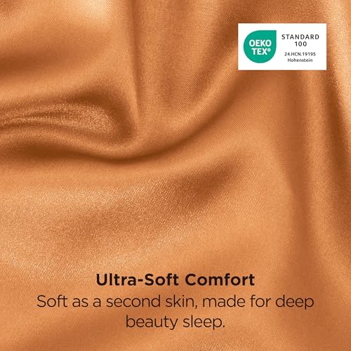 Image of Bedsure King Size Satin Pillowcase Set of 2 - Orange Silky Pillow Cases for Hair and Skin with Envelope Closure, Similar to Silk Pillow Cases, Gifts for Women Men, 20x36 Inches, 2pcs