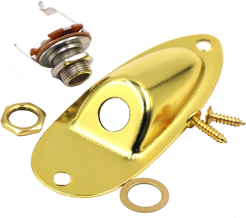 Guitar Input Jack Socket Plate Output Loaded Boat Style 1/4 Inch with Screws|for Electric Guitar Replacement Parts (Gold)