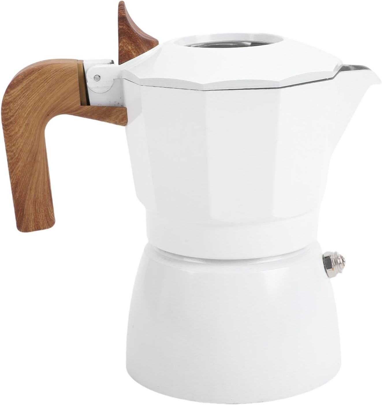 Yosoo Robust 2 Cup Aluminum Alloy Stovetop Coffee Maker, with Dual Valve Design Minimalist Aesthetic Wood Handle for Mocha (100ML)