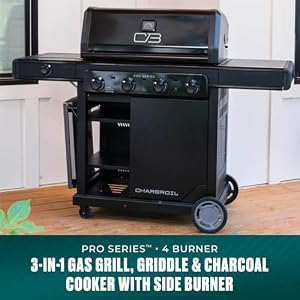 Charbroil Pro Series with Amplifire Infrared Technology 4-Burner Propane Gas Grill Cabinet with Side Burner, Black - 463281024 — photo 2 of 6