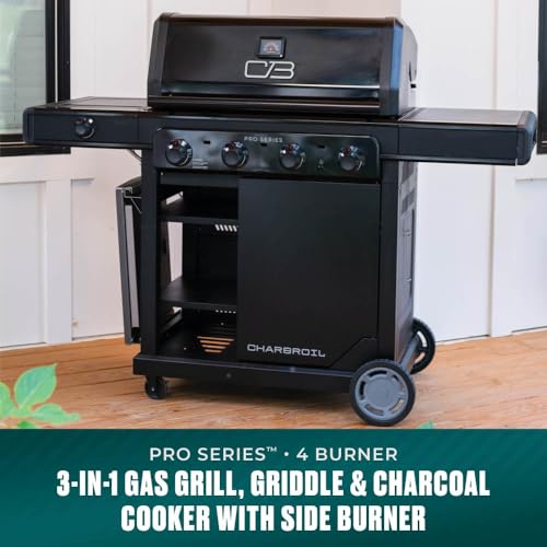 Image of Charbroil Pro Series with Amplifire Infrared Technology 4-Burner Propane Gas Grill Cabinet with Side Burner, Black - 463281024