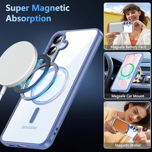Image of DIZORO Samsung S25 Plus Case,Compatible with MagSafe, Non Yellow Military-Grade Drop Protection & Hard PC Back Cover Slim Transparent Anti-Scratch Shockproof Phone Case(Official Blue)