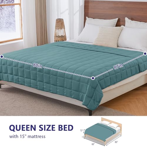 Image of yescool King Size Weighted Blanket for Adults (30 lbs, 80 inch x 87 inch, Teal) Cooling Heavy Blanket for Sleeping Perfect for 290-310 lbs, Breathable Blanket for Adults & Couple All Season, Machine Washable