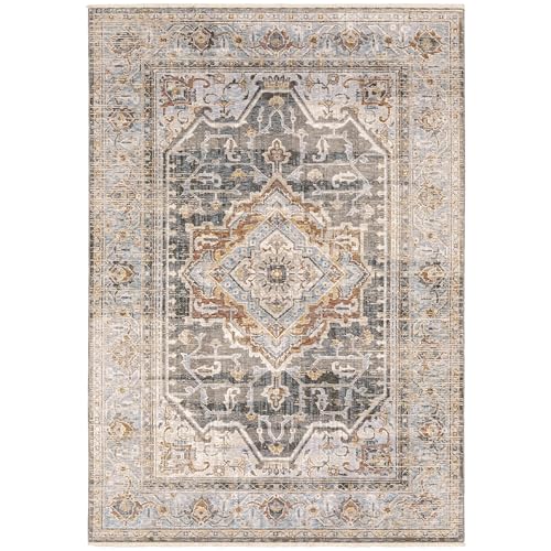 Tapete Oriental Weavers Maharaja 2' x 3' Gris/Azul miniatura 2