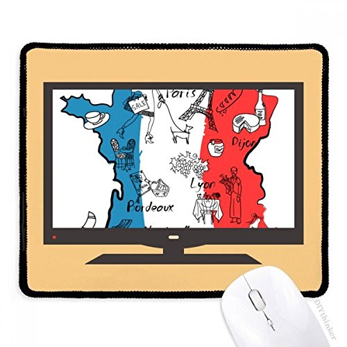 Alfombrilla de ratón Map City antideslizante con diseño de la bandera de Francia para escritorio