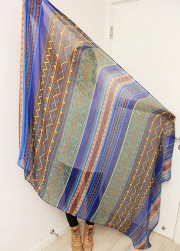 amtonseeshop Newest Warm Winter Hot Sale Korean Style Lady Women Lace Design Cotton Neck Scarf (Blue National Wind)